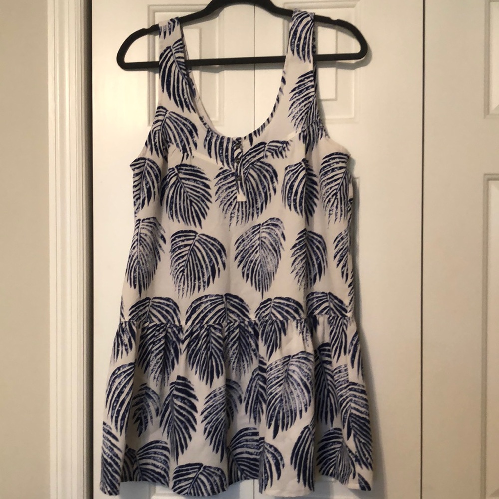 En Crème Navy Palm Leaf tunic